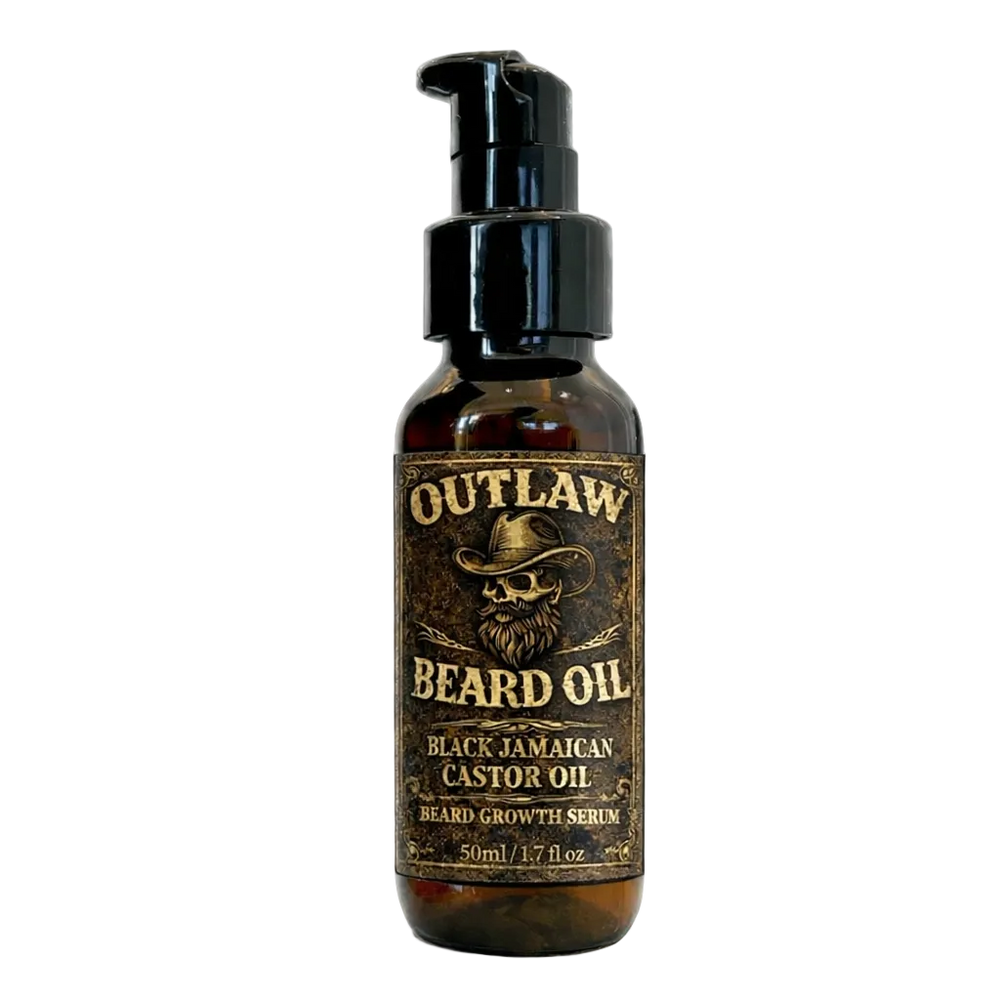 Latherly OutLaw Beard Oil Range with multiple scents, 50ml bottle, featuring beard growth serum for healthy, well-groomed beards.