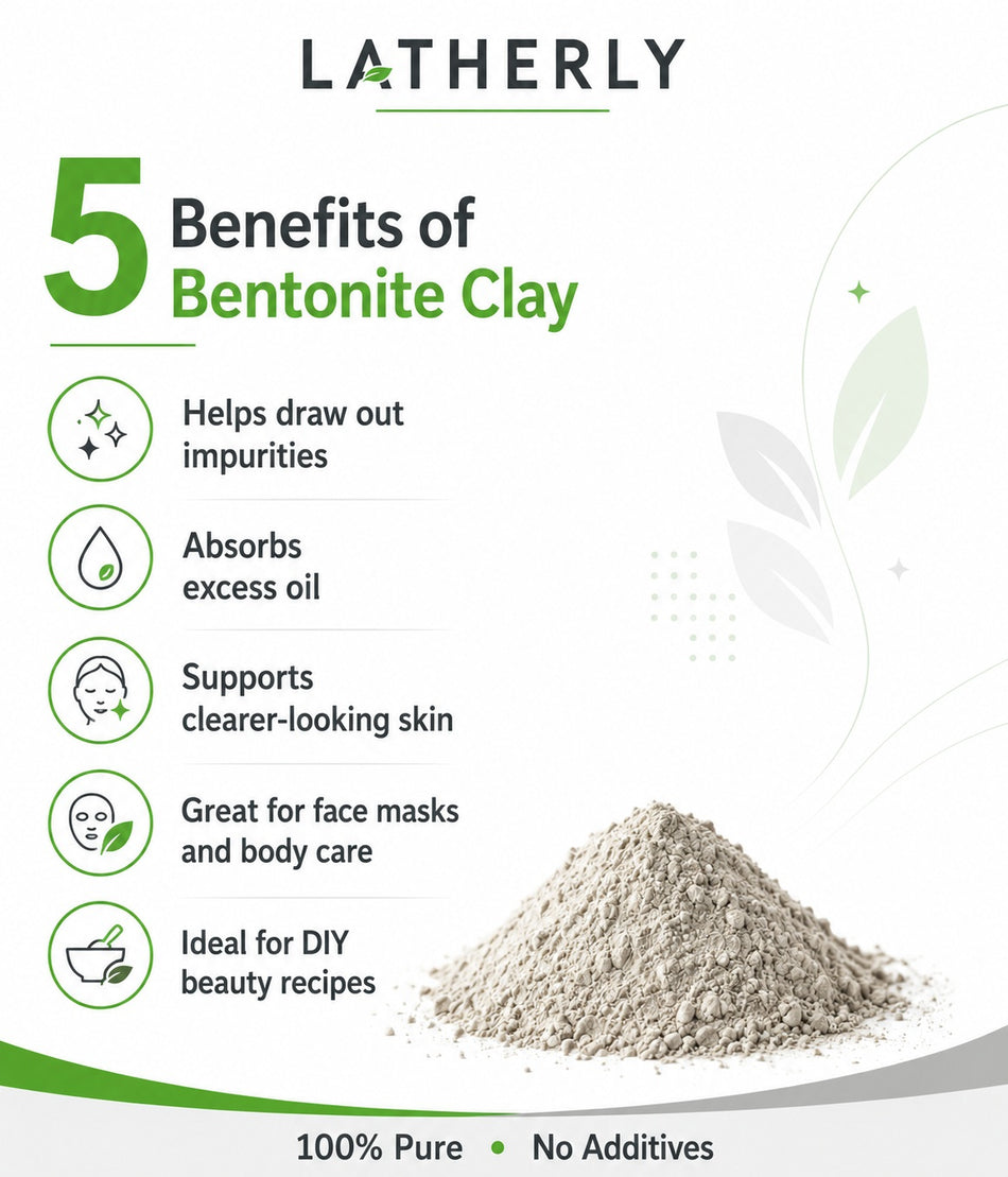Latherly Premium Food Grade Bentonite Clay – 100% Pure Natural Clay Powder