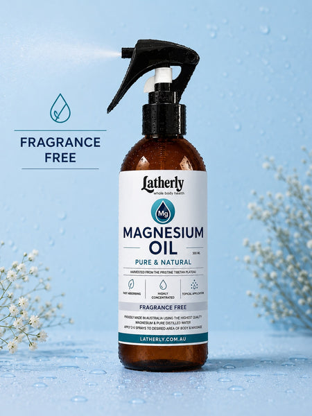 Latherly magnesium oil spray bottle, fragrance-free pure magnesium chloride spray for fast absorption, 300ml massage oil.