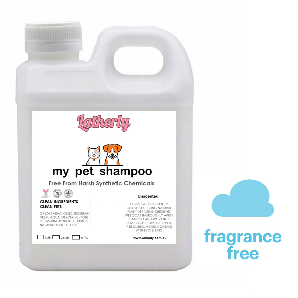 Latherly Natural Pet Shampoo Organic | Fragrance Free & Soothing for All Pets