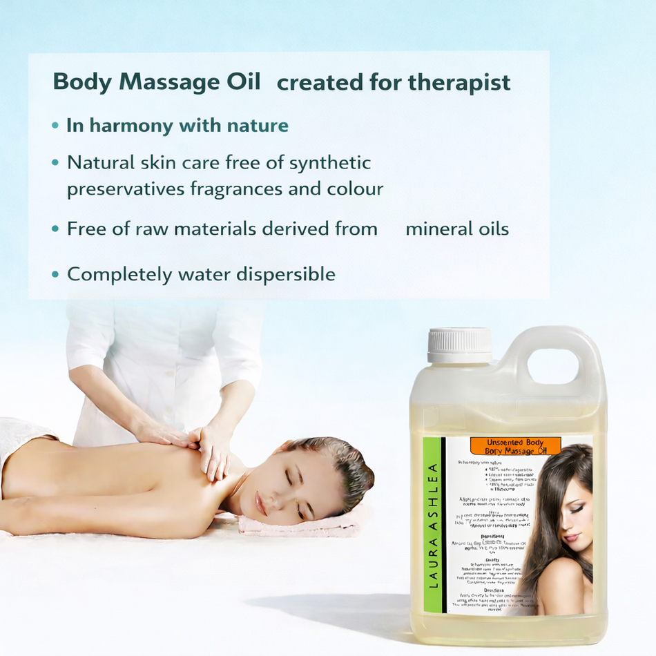 Laura Ashlea Unscented Body Massage Oil | Professional Therapist Grade | Water Dispersible