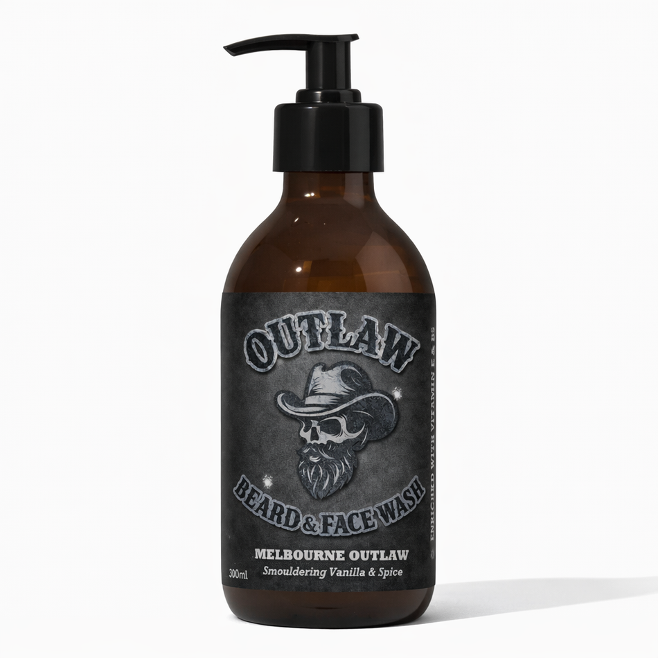 MELBOURNE OUTLAW Trio Smouldering Vanilla & Spice | Beard & Frace Wash, Oil & Balm