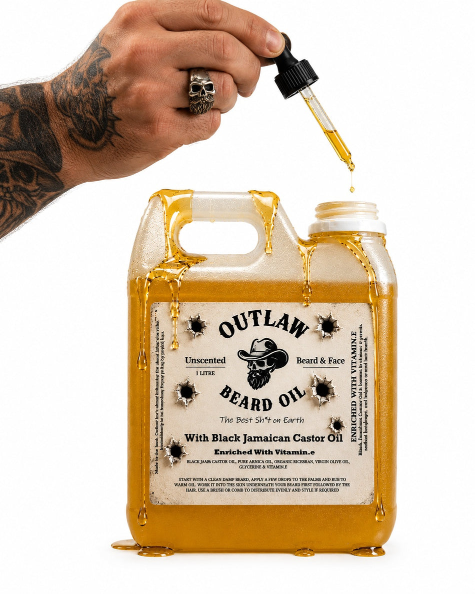OUTLAW Premium Beard Oil – Unscented with Black Jamaican Castor Oil & Vitamin E - 1LTR