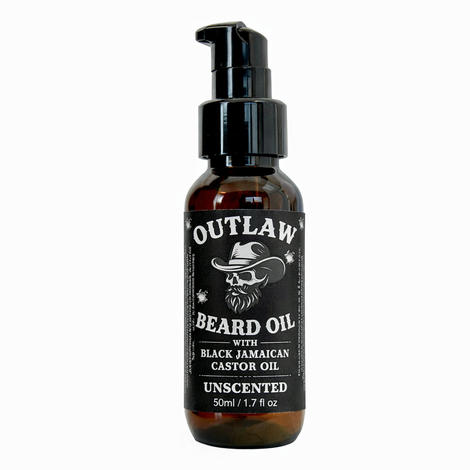 Latherly unscented beard and face wash, beard oil, and beard balm set displayed in a clean, organized arrangement.