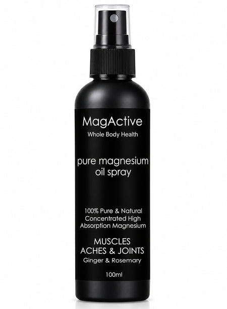 MagActive pure magnesium oil spray bottle on a white background