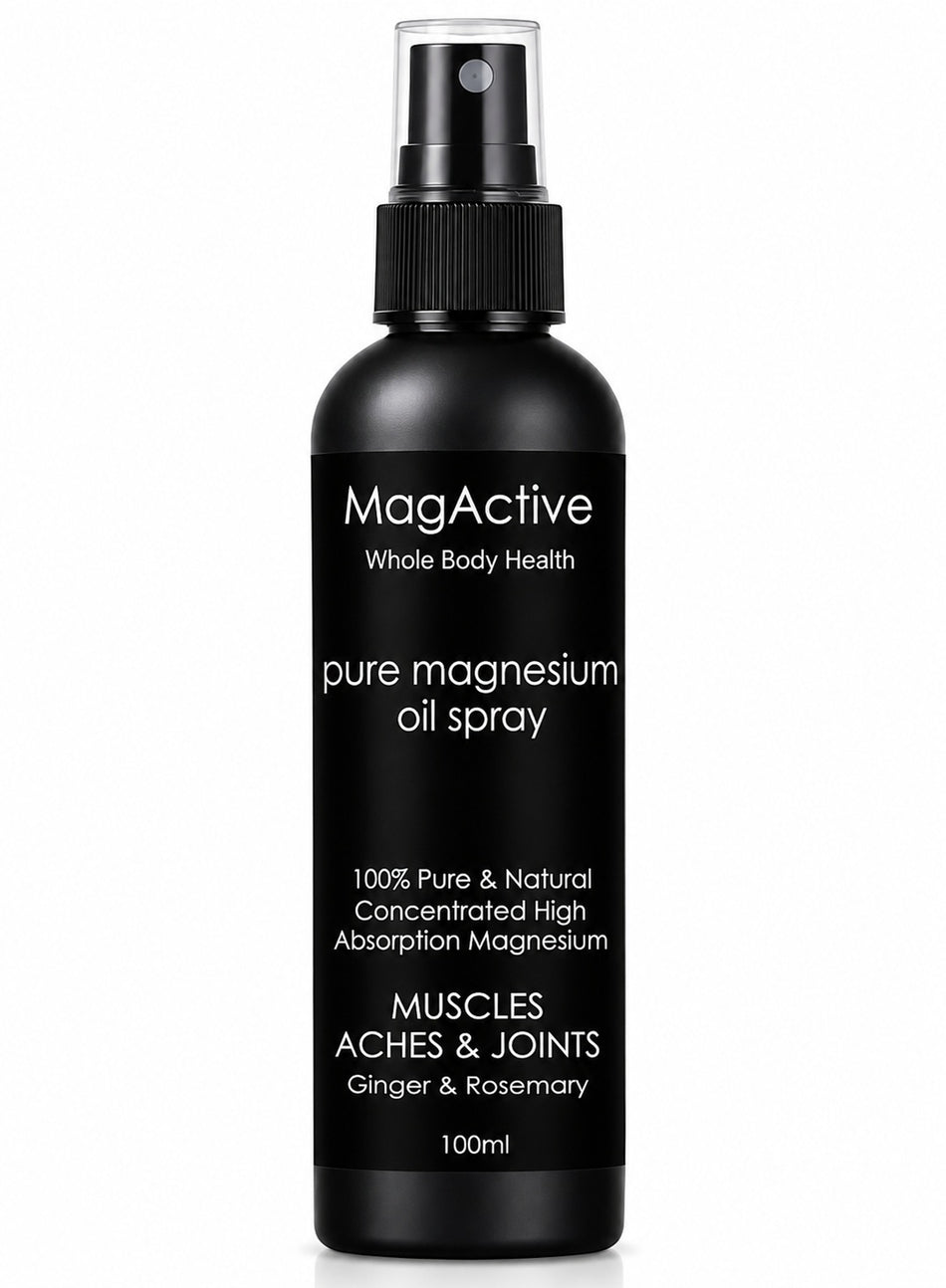 MagActive pure magnesium oil spray bottle on a white background